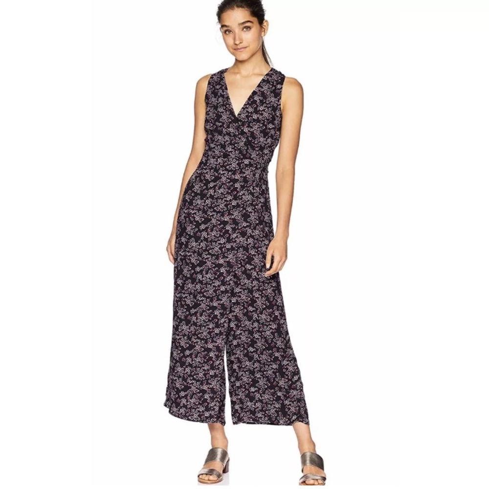 Jack by BB Dakota Swish Swish Blue Ditsy Print Wrap Maxi Jumpsuit Size 2